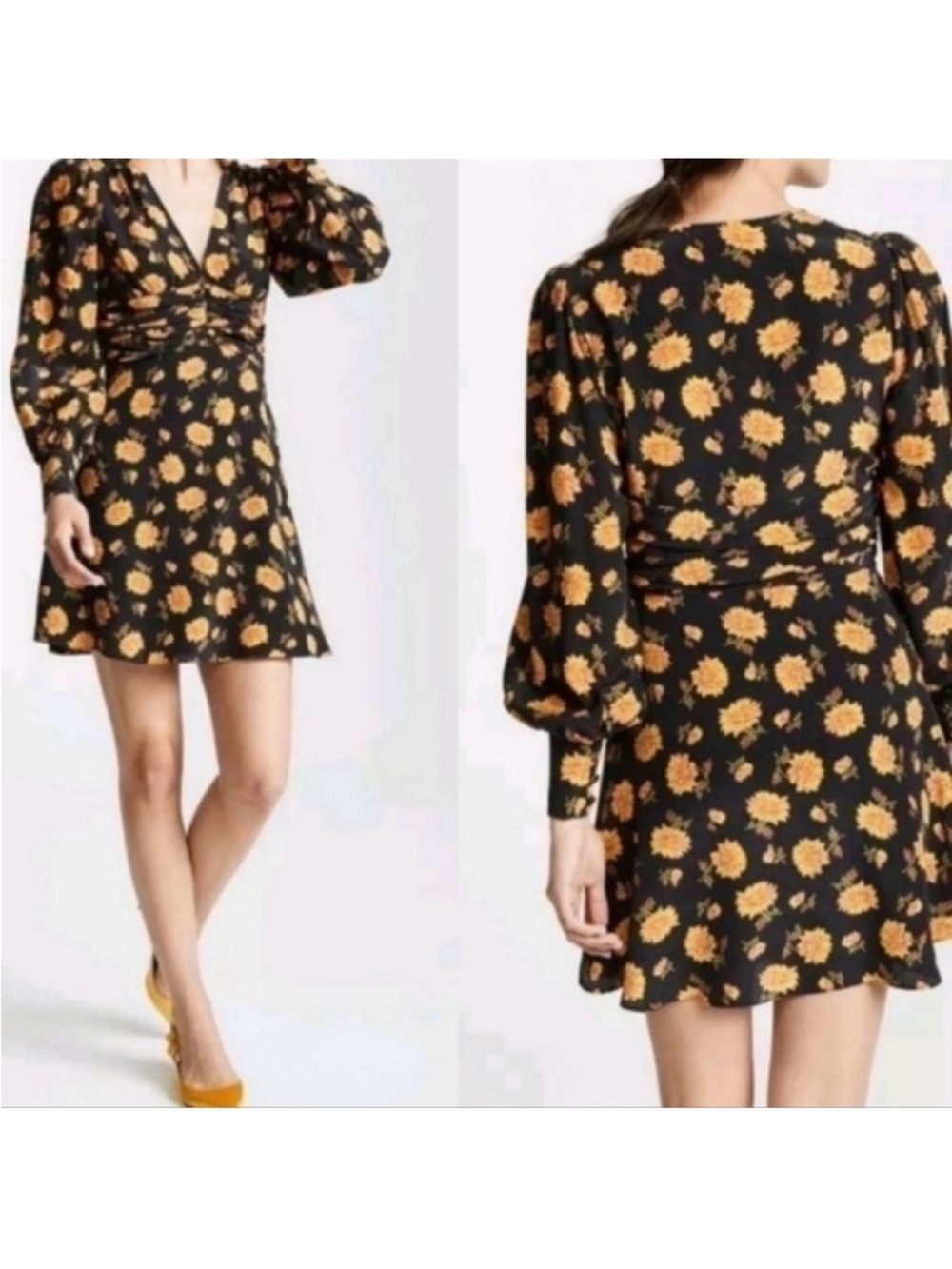 Veronica Beard Marion Blouson Floral 100% Silk Dress Silk crepe Shirred waist - Picture 12 of 15
